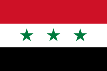 Drapeau de la République Arabe Syrienne (1963-72). Trois étoiles pour Egypte, Syrie, Irak